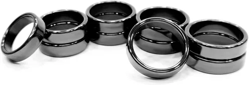 Vista 24 de Morchic - Anillos unisex de piedras de hematita, para equilibrar ansiedad, chakra raíz, (paquete de tamaños mixtos)