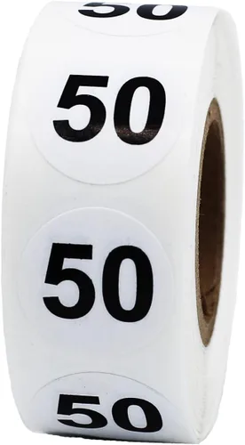 Vista 43 de Pegatinas blancas con número 0 de puntos circulares negros, 3/4 pulgadas redondas, 500 etiquetas en un rollo
