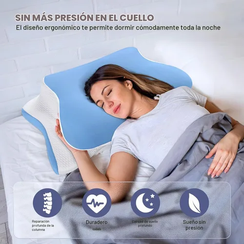 Vista 6 de A-Pce Almohada cervical para cuello y hombro, almohadas de espuma viscoelástica inodoras y funda de seda suave, almohada ortopédica ergonómica