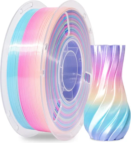Vista 37 de Silk Rainbow 3D Printer Filament 1.75mm Multi-Color PLA Filament Fast Color Change Candy Color 3D Printing Filament, 1kg Spool Color caramelo