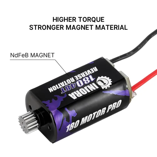 Vista 2 de INJORA Motor cepillado 48T 180 con piñón de acero inoxidable para actualización 1/18 1/24 FMS FCX18 FCX24 (INM14)