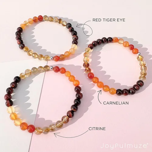 Vista 5 de Pulsera con cuentas de gemas naturales, ojo de tigre, hematita, ágata negra, granito, sándalo, piedra de lava, joyería elástica hecha a mano