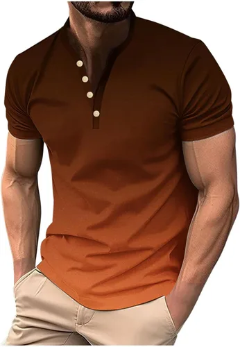 Vista 5 de Camisetas para hombre con gráfico divertido de manga corta con cremallera de un cuarto, camiseta polo de verano casual elegante para gimnasio