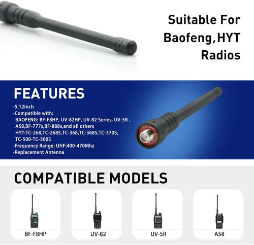 Vista 4 de Paquete de 2 antena universal Walkie Talkie SMA-Hembra UHF 400-470Mhz antena para PUXING PX-777 PX-888 UV-5R Kenwood HYT Radio