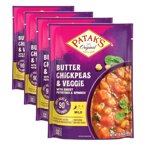 Vista 14 de Patak's Garbanzos con Mantequilla y Vegetales, 10.05 Oz (Paquete de 1) Curry Suave con Garbanzos, Espinaca, Zanahorias, Comidas Vegetarianas Listas