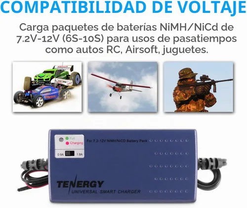 Vista 4 de Tenergy Cargador universal inteligente para batería de NiMH / NiCd 7.2V - 12V con corriente de carga y sensor de temperatura/selección