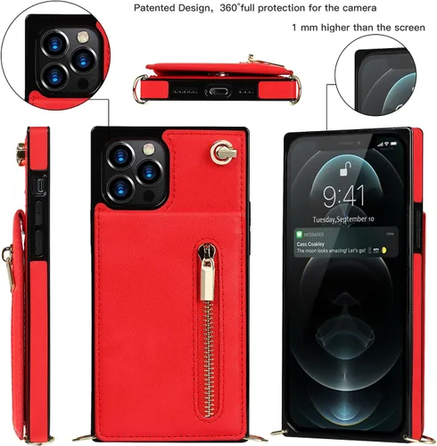 Vista 3 de Funda compatible con iPhone 12 Pro Max de 6.7 pulgadas, bolso de bolsillo, correa de hombro, elegante funda protectora para iPhone 12 Pro Max