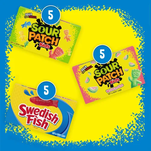 Vista 4 de SOUR PATCH KIDS and SWEDISH FISH - Paquete variado de dulces suaves y masticables, dulces a granel, día de la madre, 15 cajas