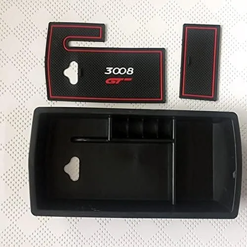 Vista 6 de Caja de almacenamiento para reposabrazos central de automóvil, organizador de consola central, caja de almacenamiento, bandeja para Peugeot 3008 GT
