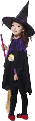 Vista 3 de Disfraz de bruja naranja de Halloween para niñas, disfraz de Halloween para bebé, disfraz de Halloween para cosplay Black Witch