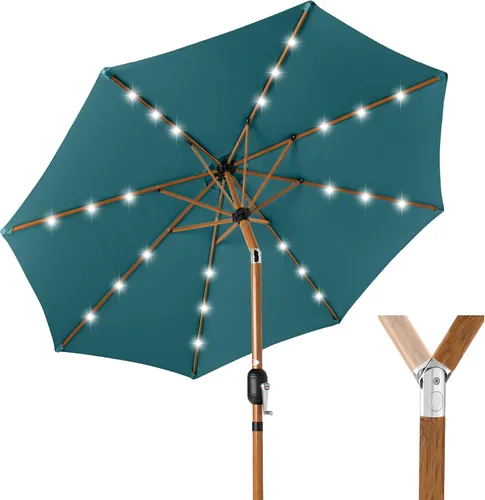 Vista 15 de Best Choice Products Sombrilla de Patio Solar de Poliéster con Luz LED de 10 pies con Ajuste de Inclinación y Tela Resistente a los Rayos UV - Gris