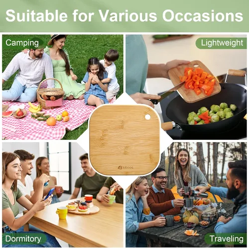 Vista 6 de Inicio Mini tabla de cortar pequeña tabla de cortar frutas tablero de madera de bambú sólido para dormitorio infantil bebé conjunto de 2