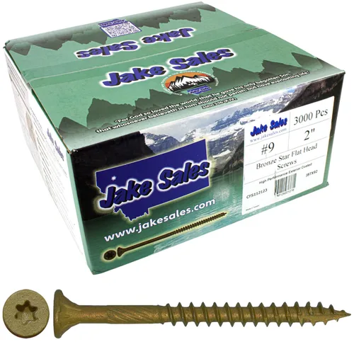 Vista 234 de 8 x 1 revestimiento exterior recubierto de bronce, tornillo de madera multiusos compatible con ACQ, cabeza plana Torx/Star Drive de 1 libra, 288