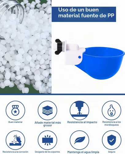 Vista 6 de Vasos para bebederos de pollo (paquete de 8/azul) – Alimentador automático de agua grande para pollos para patos, pollitos, pavos, codorniz