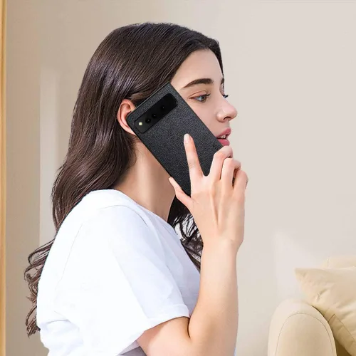 Vista 7 de Funda para Google Pixel Fold, funda de cuero premium para teléfono con diseño retro para Google Pixel Fold 5G (negro)