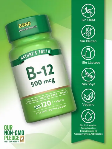 Vista 3 de Nature's Truth Vitamina B12 500 mcg 120 Tabletas