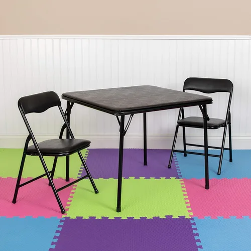 Vista 2 de Flash Furniture Mindy Kids - Juego de mesa y sillas plegables de 3 piezas para guardería y aulas, juego de mesa de actividades y sillas para niños