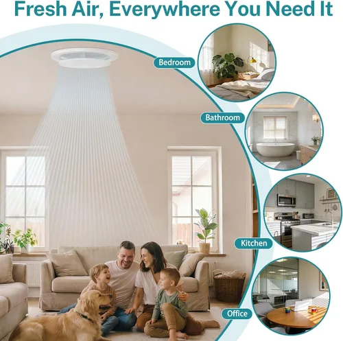 Vista 7 de HG Power - Ventilación de 4 pulgadas con panel ajustable y pantalla de malla extraíble, difusor de techo ABS con diseño de clip de bloqueo