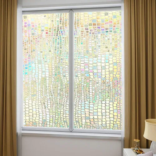 Vista 7 de Película 3D para ventana de arco iris, película de privacidad esmerilada para ventana, calcomanías decorativas de vinilo para ventana