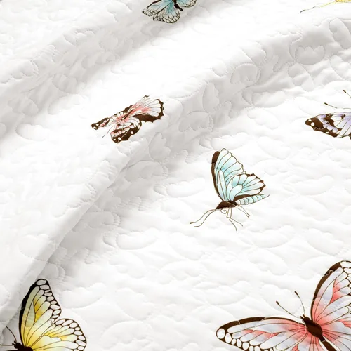 Vista 4 de Lush Decor Flutter Butterfly - Juego de edredón de 2 piezas, bonito cubrecama acolchado, lila, tamaño individual