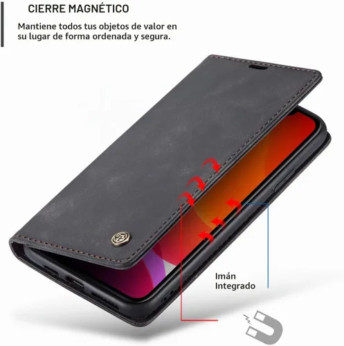 Vista 6 de SINIANL Funda de cuero con tapa a prueba de golpes para iPhone 11 Negro