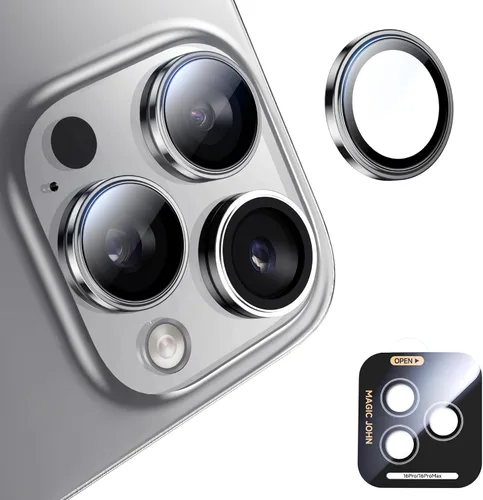Vista 10 de MAGIC JOHN Protector de lente de cámara para iPhone 16Plus/16 [kit de alineación y ajuste perfecto invisible 1:1] Vidrio templado aeroespacial 9H