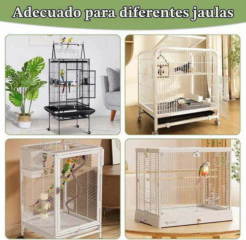 Vista 6 de Funda para jaula de pájaros, jaula de pájaros, red de malla de nailon aireada duradera, cubierta de jaula de pájaros ajustable, protector de Blanco