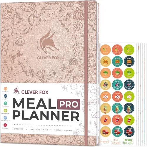 Vista 10 de Clever Fox Planificador de comidas PRO - Diario semanal de preparación de comidas con lista de comestibles y rastreador de pérdida de peso - Libro