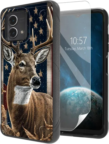 Vista 40 de Funda para Moto G Stylus 5G 2021 con protector de pantalla, a prueba de golpes, 2 en 1, parte trasera duradera de policarbonato duro texturizado