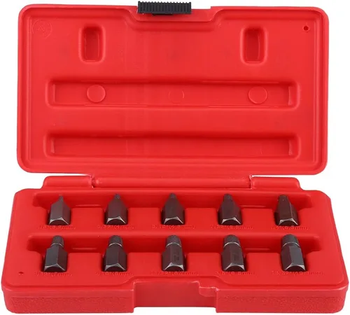 Vista 6 de Juego de extractor de tornillos, 10 piezas de 0.126-0.406 in, juego de extractor de tornillos y pernos multilínea de alta resistencia, con estuche