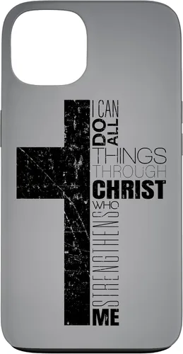 Vista 7 de iPhone XS Max Negro Cristiano Cruz Religiosa Biblia Verso Filipenses 4 13 Caso