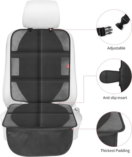 Vista 4 de Protector de asiento de automóvil con acolchado más grueso, tela 600D impermeable protector de asiento de bebé con bolsillos de almacenamiento