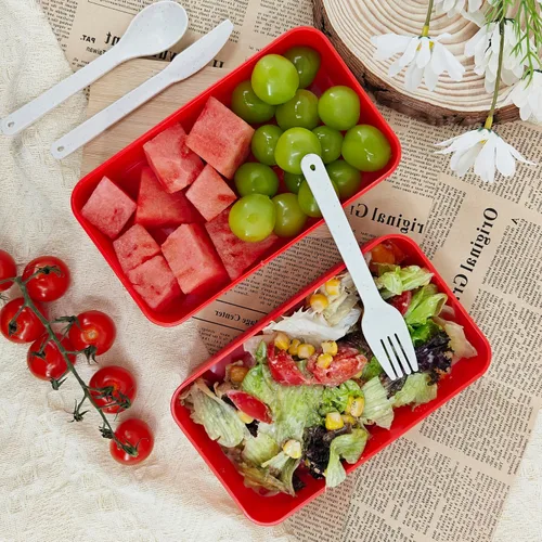 Vista 6 de Bento Boxes Adults - 1200 ML Simple Modern Bento Lunch Box for Men Women Meal Prep Container with Spoon & Fork BPA-Free Microwave/Dishwasher Safe