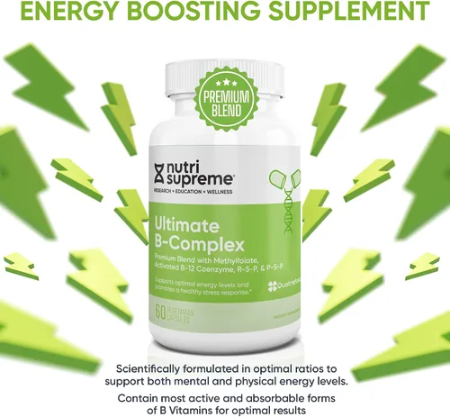 Vista 6 de Nutri Supreme Ultimate B Complex, vitaminas B esenciales altamente absrobables con metilfolato para apoyar la función del sistema nervioso, 60