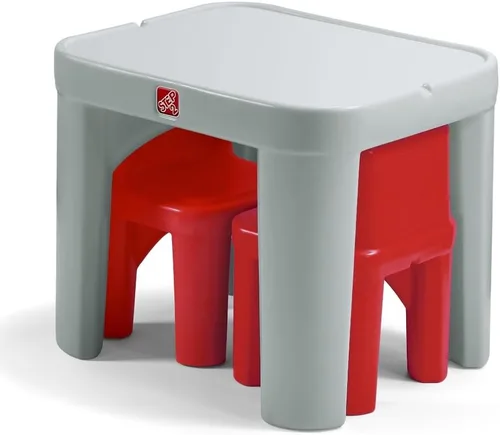 Vista 6 de Set de mesa y sillas Step2 Mighty My Size para niños, mesa de actividades de sala de juegos para manualidades, hecha de plástico duradero, para Gris
