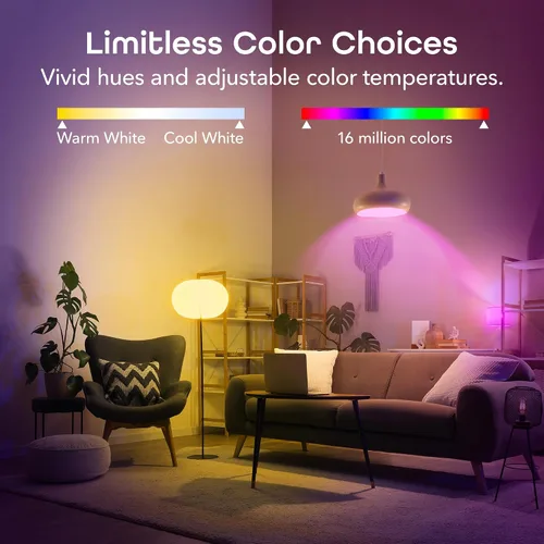 Vista 4 de Geeni Prisma Plus - Bombilla inteligente, 800 LED regulables que cambian de color, blanco sintonizable, funciona con Alexa y Google Home, control