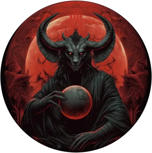 Vista 3 de Baphomet - PopSockets abstractos ocultos de luna roja intercambiables PopGrip