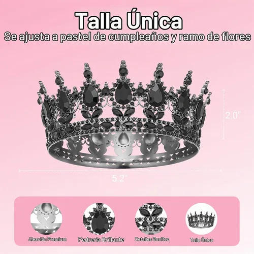Vista 2 de Corona para mujer, tiara de corona de reina para fiestas navideñas, aleación