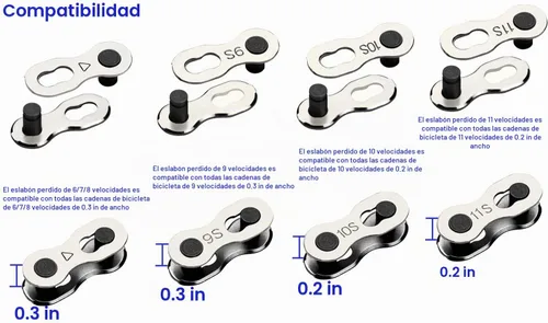 Vista 4 de 8 pares reutilizables de eslabones perdidos para bicicleta + alicates de cadena de bicicleta para 6/7/8/9/10/11 velocidades