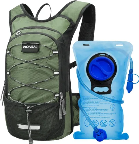 Vista 16 de NONSAR Mochila de hidratación, mochila de senderismo con vejiga de agua de 3 L, paquete de hidratación de aislamiento ligero, mochila de agua