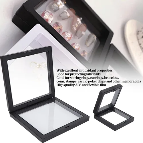 Vista 3 de Caja de película protectora para joyas, cajas de almacenamiento para exhibición de uñas postizas, caja de película transparente, resistente a