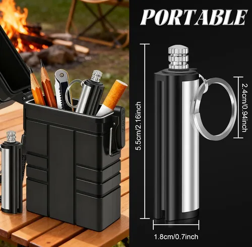 Vista 6 de X-LIGHTER Estuche impermeable para cigarrillos tamaño King de los años 100, con 2 piezas de encendedor permanente, fundas multifunción
