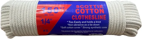Vista 2 de #8 1/4" x 150 ft Scottie Cotton Clothesline, blanco