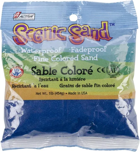 Vista 2 de Activa Bermuda Blue Scenic Color Sand, 1lb (454g) Arena vibrante de grano fino que no destiñe para artes y manualidades