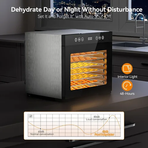 Vista 3 de PSIIDAN Food Dehydrator Machine 8 Trays Stainless Steel 650W Faster Dryer