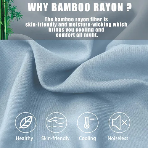 Vista 3 de Fundas de almohada tamaño estándar paquete de 2, fundas de almohada de rayón de bambú refrescantes con cierre de sobre, fundas de almohada frescas