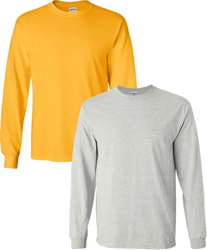 Vista 18 de Gildan - Camiseta de algodón y de manga larga para hombre, modelo G2400 (1) verde irlandés + (1) negro