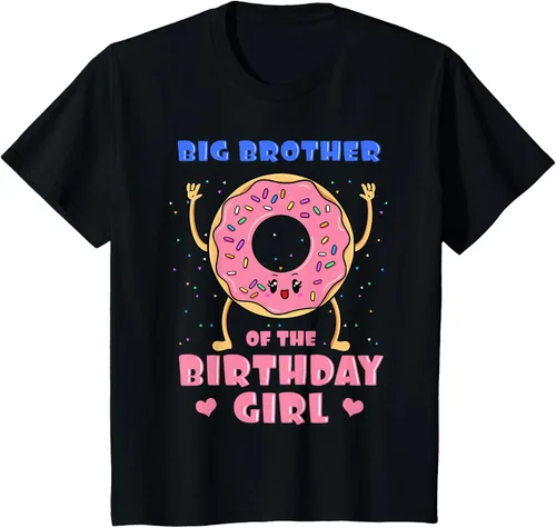 Vista 46 de Big Brother Of The Birthday Girl Donut Bday Party Bro Sib Camiseta, Negro, S