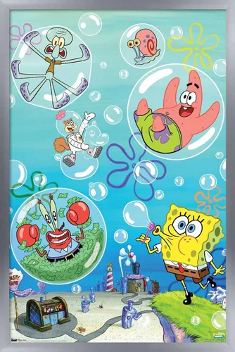 Vista 15 de Trends International Nickelodeon Spongebob Squarepants - Póster de burbujas de pared, 14.725 x 22.375 pulgadas, versión con marco de madera tipo