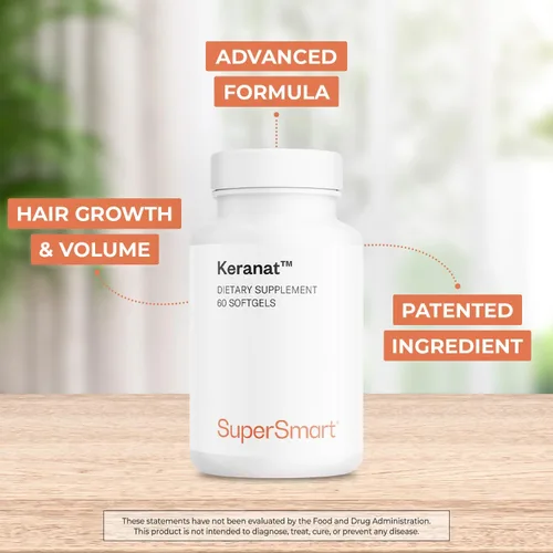 Vista 3 de Supersmart - Keranat (Fórmula Avanzada con Biotina) - Suplemento capilar para volumen y crecimiento - Vitaminas para la pérdida del cabello Sin